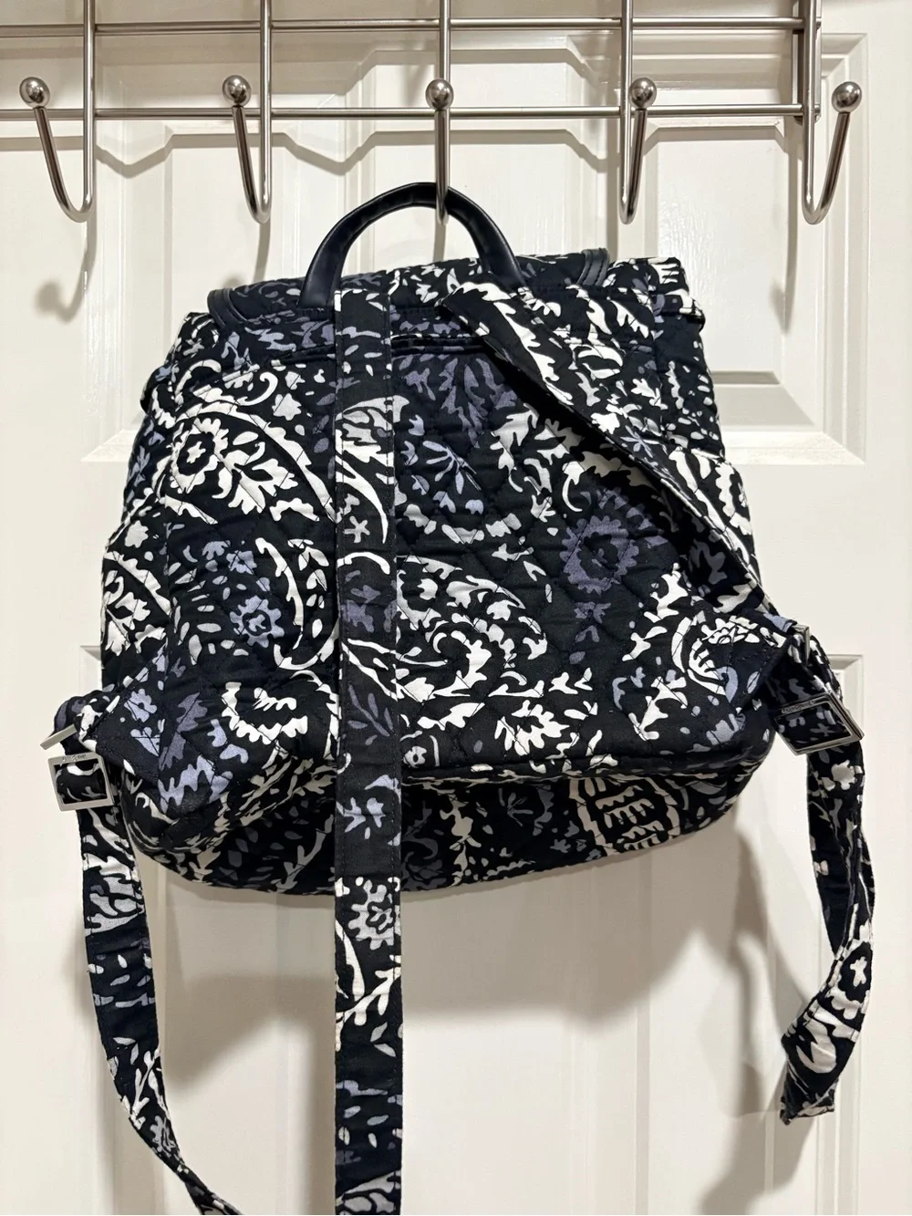 Vera Bradley Black and White Paisley Quilted Backpack